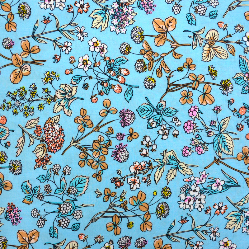 Viscose imprimée Elena fond bleu