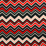 Satin imprimé polyester chevron rouge, rose et noir