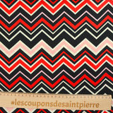 Polyester print satin Red, pink and black chevron