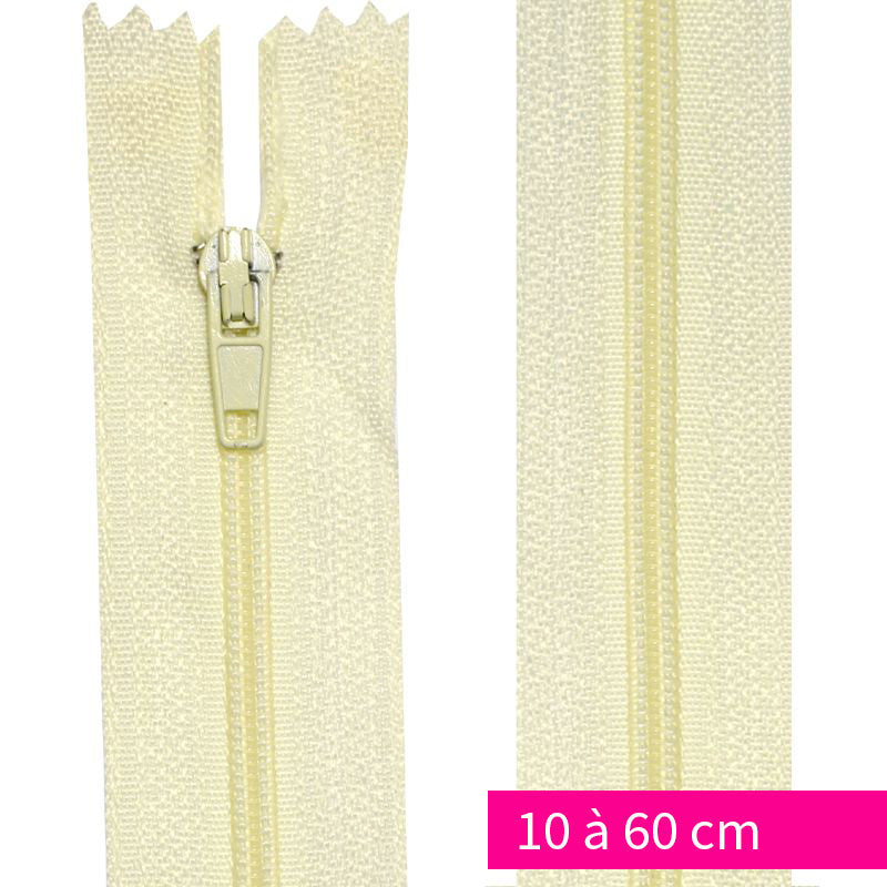 Fermeture nylon non-séparable de 10 à 60 cm Écru