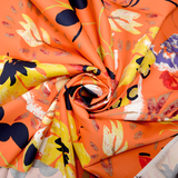 Satin de coton imprimé collage fond orange