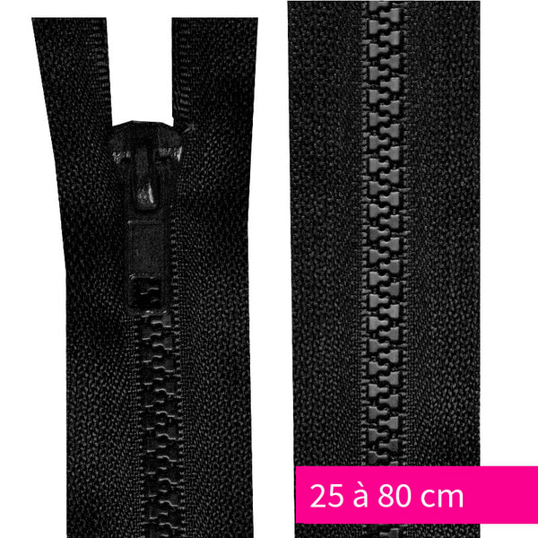 Fermeture injectée n°5 séparable de 25 à 80 cm noir