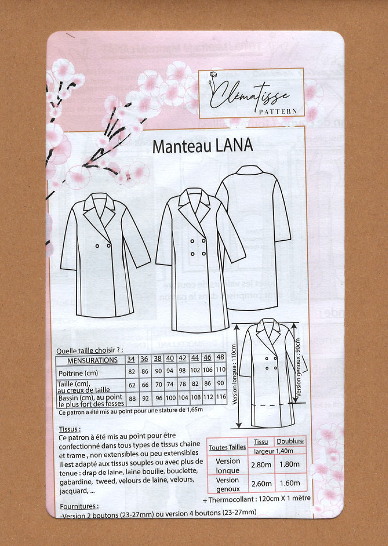 Patron de couture Manteau LANA