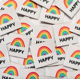 Étiquettes tissées  "Happy " x 5