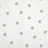 Piqué de coton imprimé pattes de chien grises sur fond blanc Coupon 45x45 cm