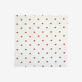 Piqué de coton imprimé petits coeurs rouges Coupon 45x45 cm