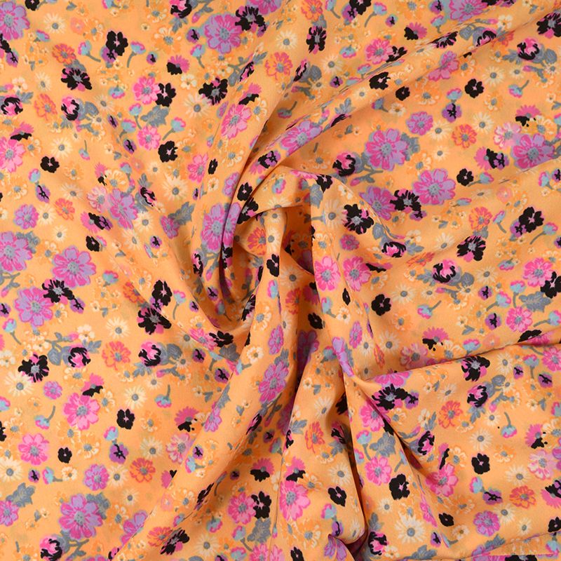 Microfibre imprimée poésie sucrée fond abricot