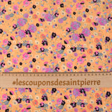 Microfibre imprimée poésie sucrée fond abricot