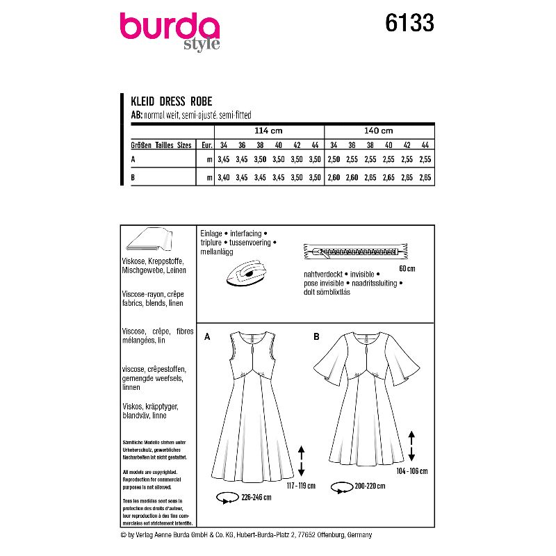 Patron Burda n°6133: Robe