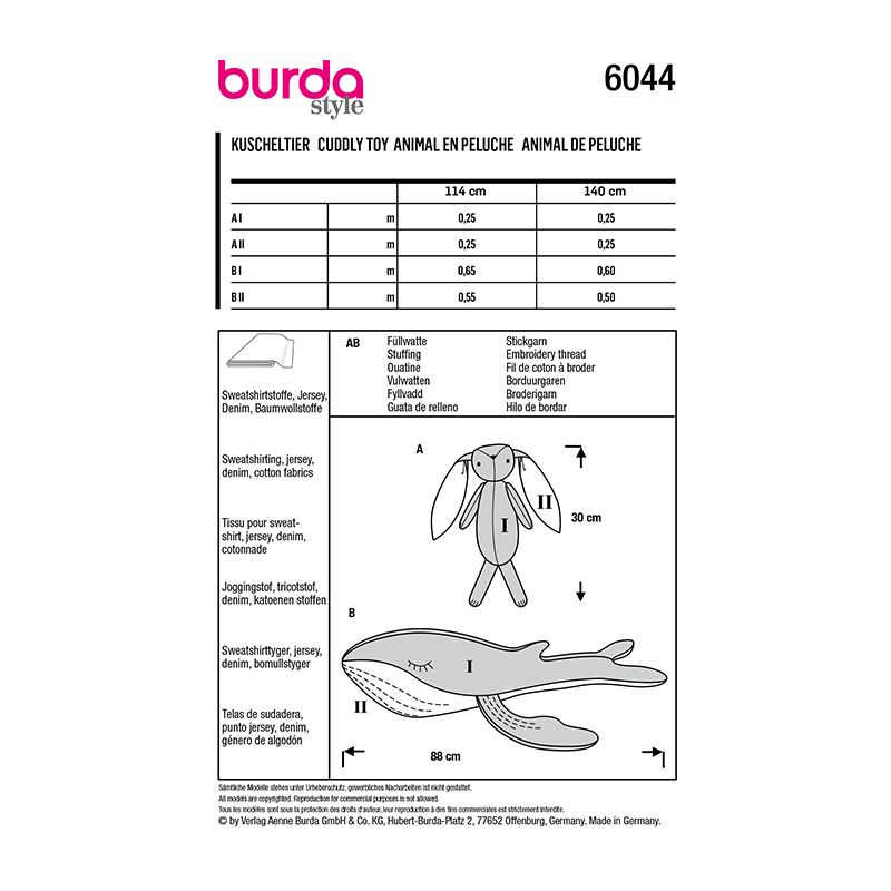 Burda Patron 6495 Peluches Cheval Et Licorne - Patron De Couture Pour Petits Animaux En Peluche