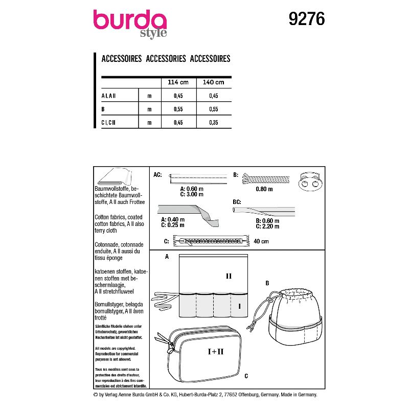 Patron Burda n°9276 : Accessoires de salle de bain