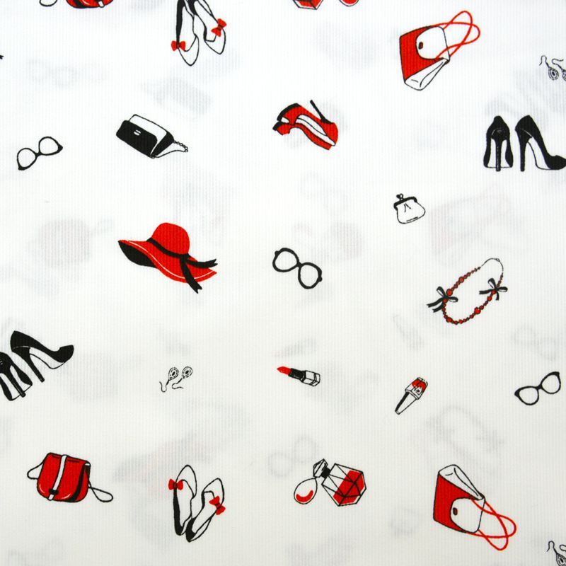 Piqué de coton imprimé accessoire femme rouge Coupon 45x45 cm