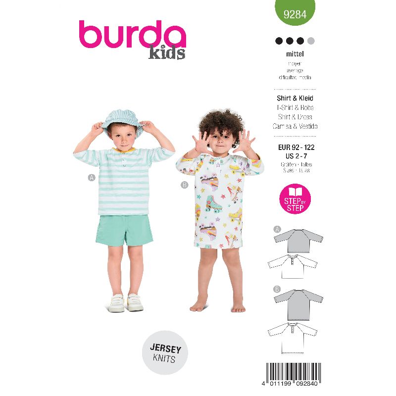 Patron Burda n°9284 Enfant : T-Shirt et Robe