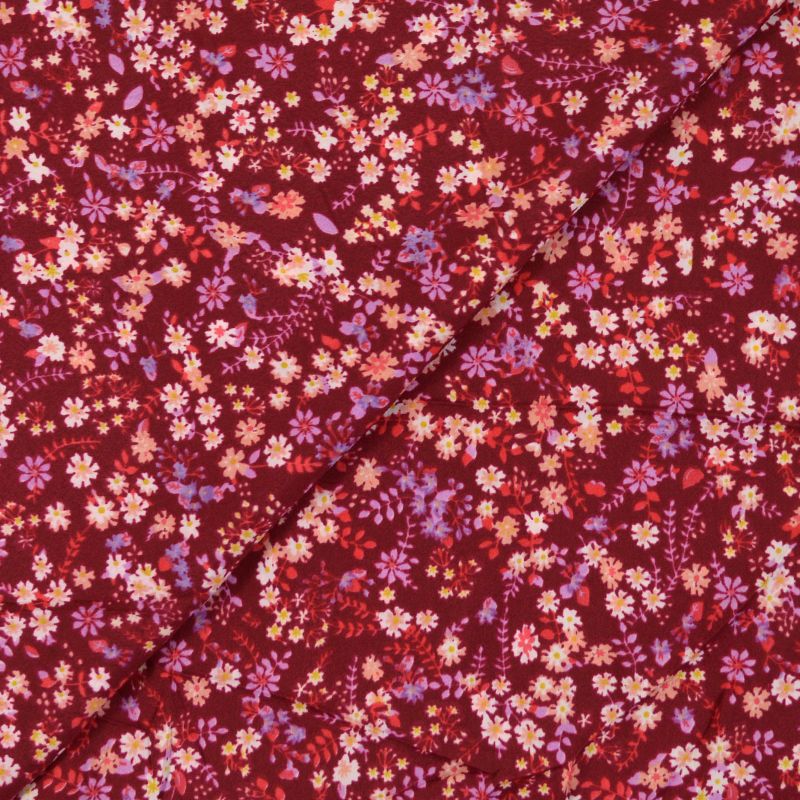Microfibre imprimée alambiquée fond bordeaux