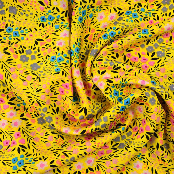 Microfibre imprimée Île aux dames fond jaune