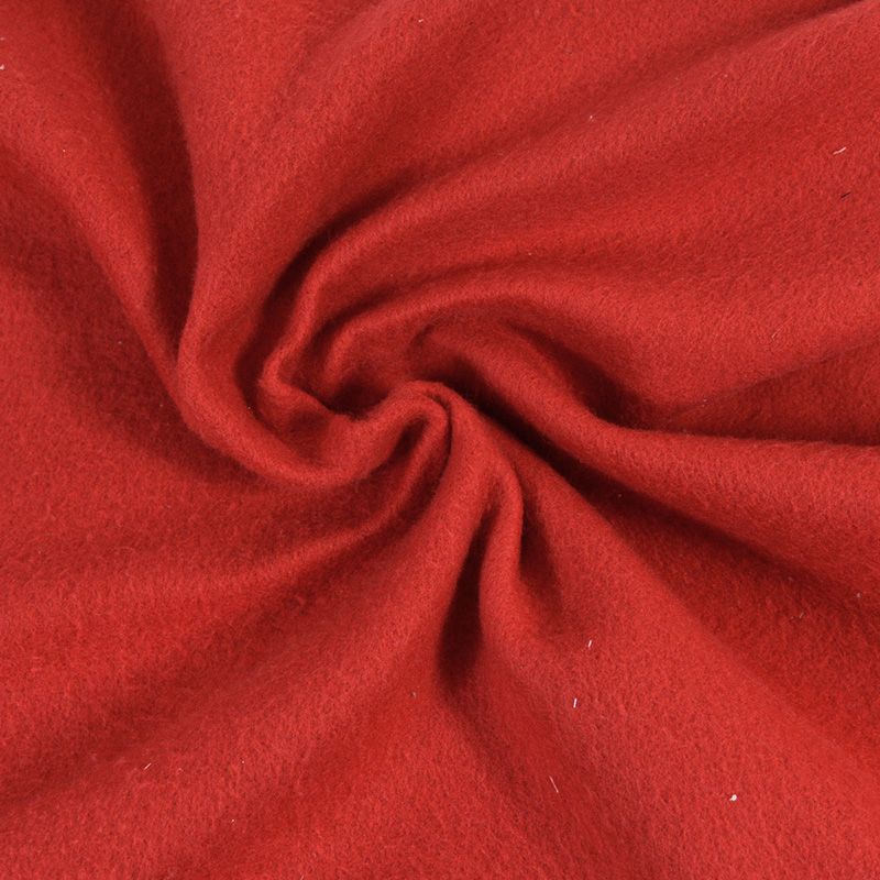 Tissu sweat minkee rouge poly-coton