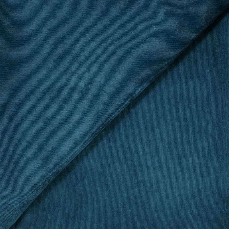 Velours polyester côtelé bleu canard