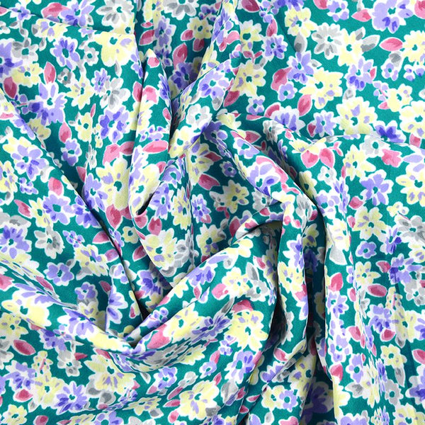 Microfibre imprimée Alca fond vert turquoise