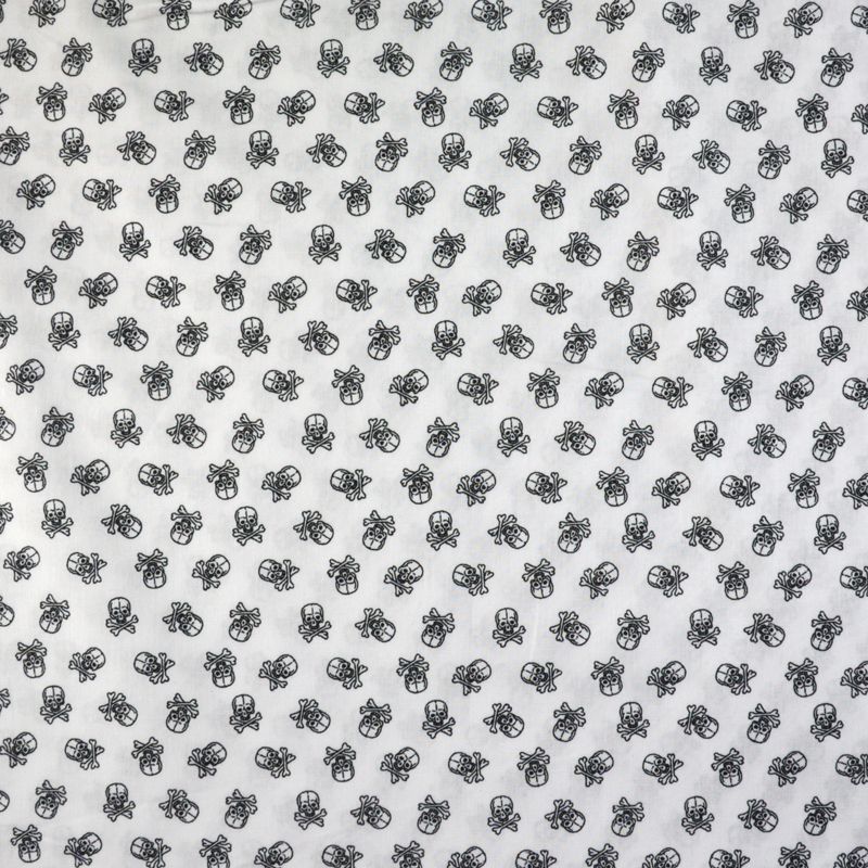 Coton imprimé pirate 1cm fond blanc