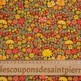 Coton imprimé les esprits des fleurs jaune fond marron