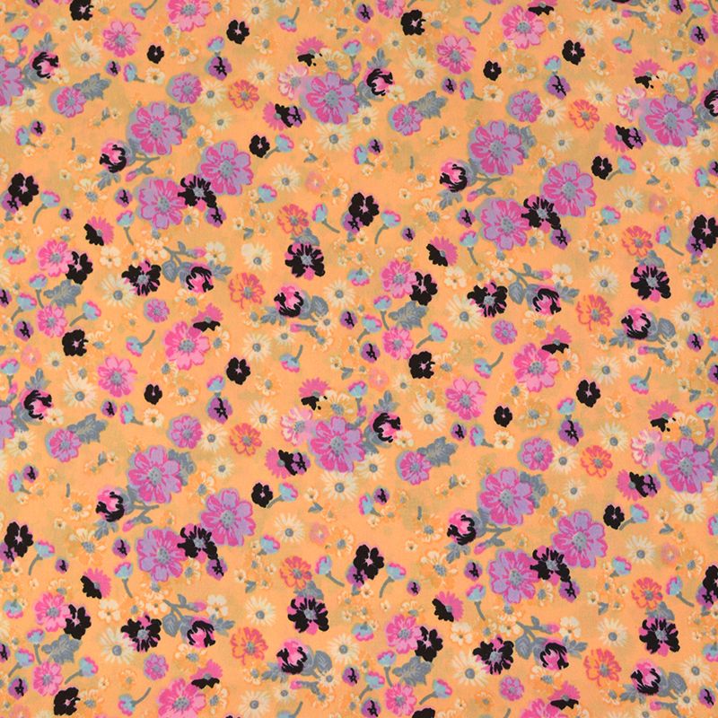 Microfibre imprimée poésie sucrée fond abricot