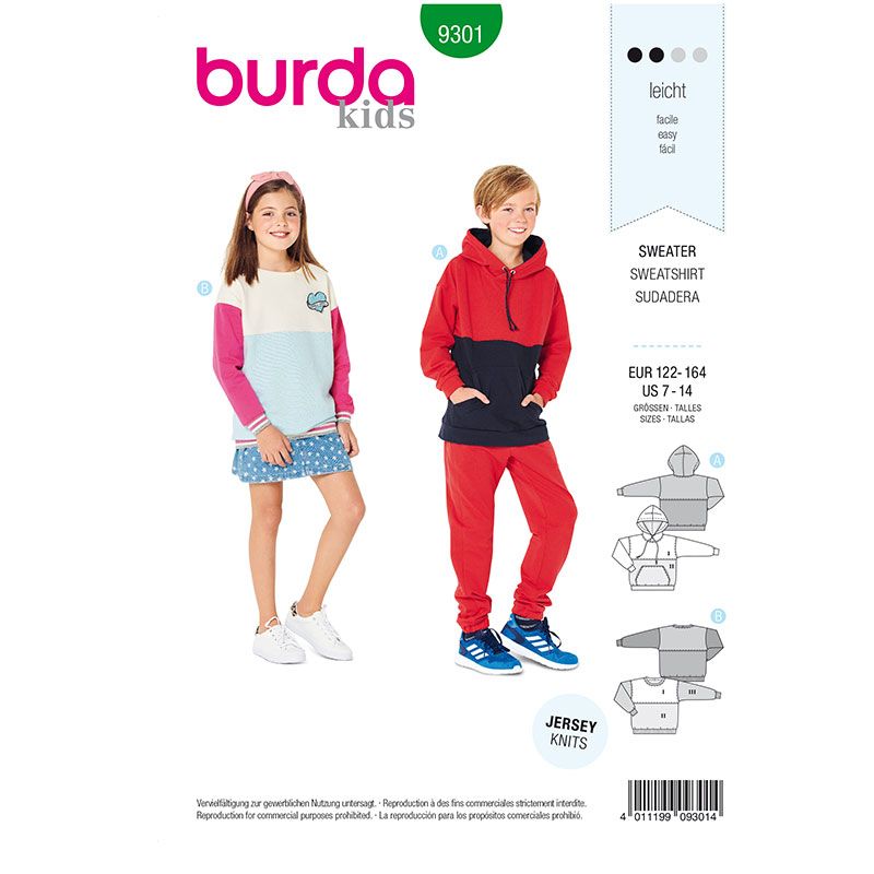 Patron Burda n°9301: Sweat-shirt