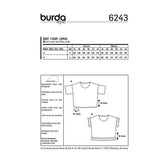 Patron Burda n°6243 : Tee-shirt – encolure ronde – forme carrée – ruchés
