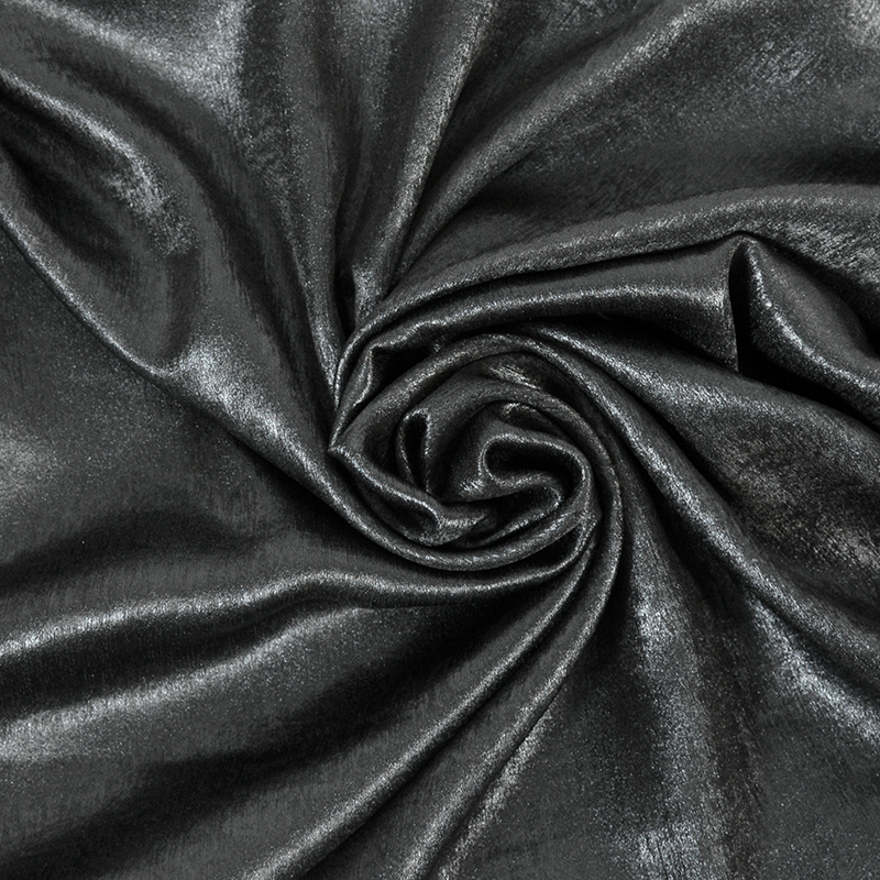 Tissu Velours noir Brodé en Fil Argent, Disponible au Mètre Couture