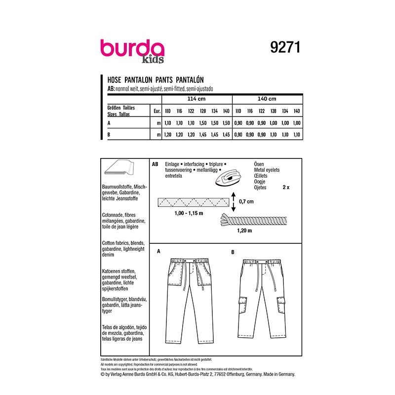 Patron Burda n°9271 : Pantalon