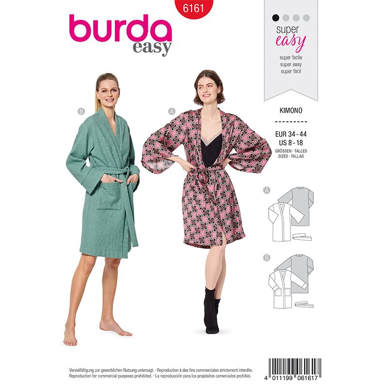 Patron Burda n°6161: Kimono ceinturé femme
