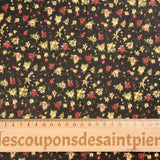 Coton imprimé cueillir la fleur fond noir