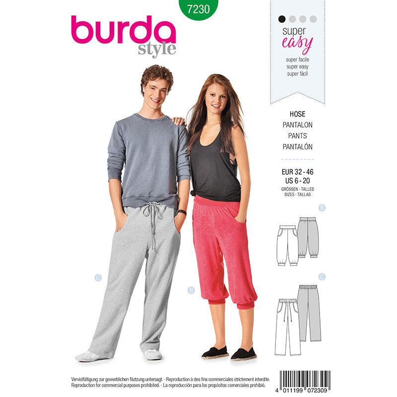 Patrón N ° 7230: pantalones cómodos