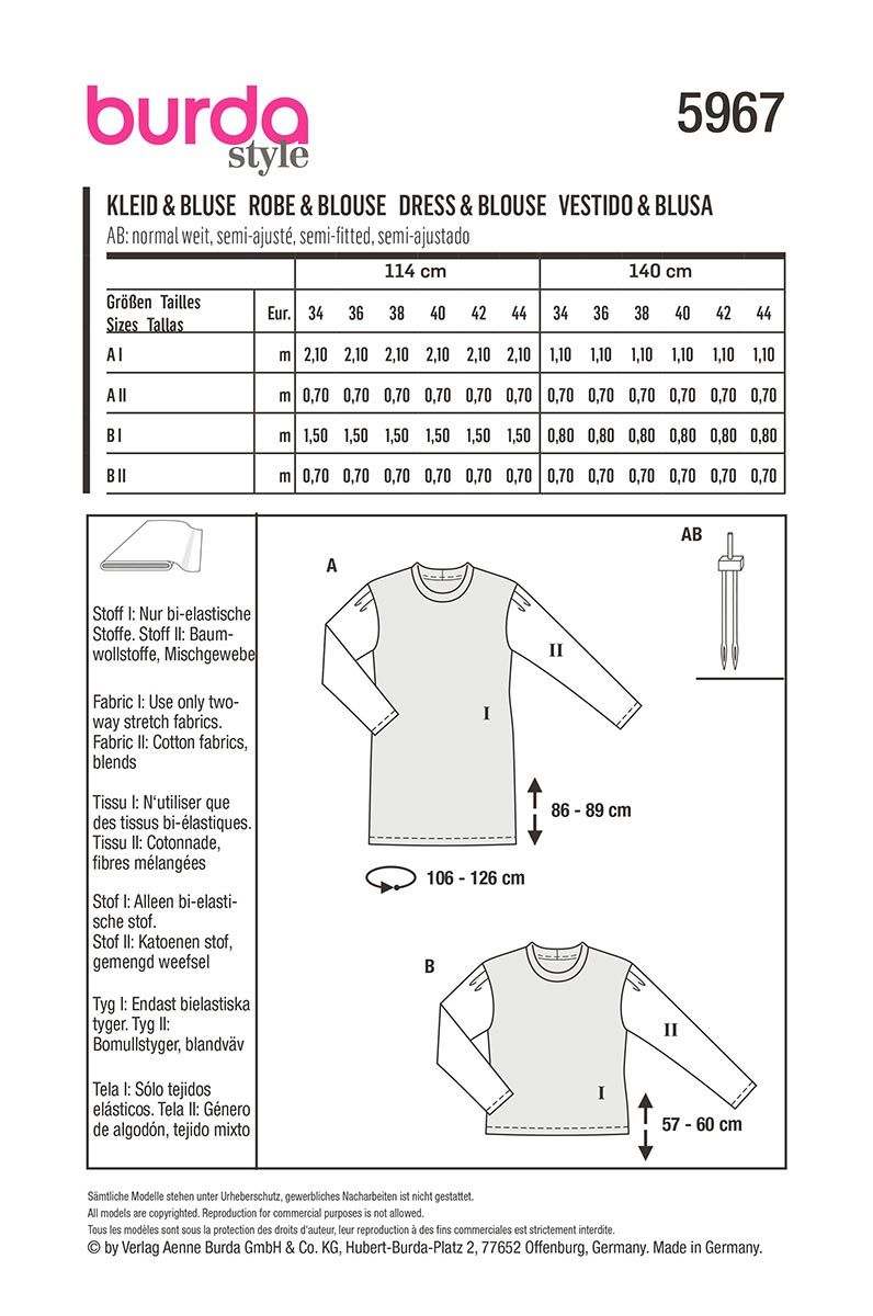 Patron Burda n°5967 : Robe & Blouse