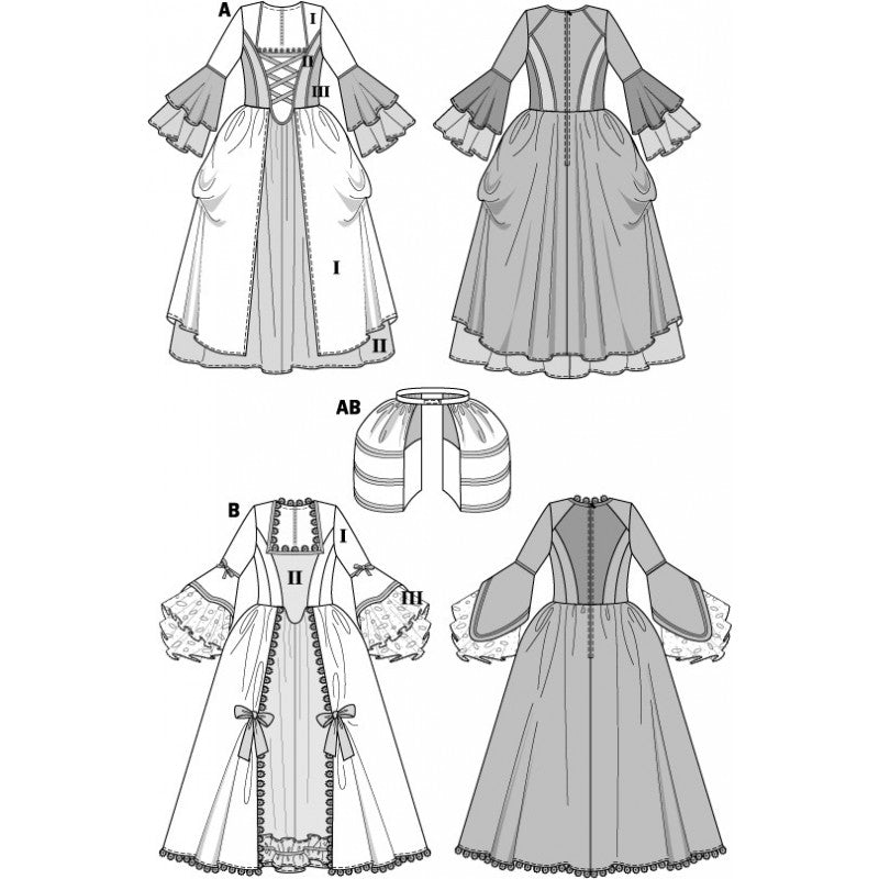Patron couture robe de marquise princesse 4,5,6,7,8,9,10 ans - A&A Patrons